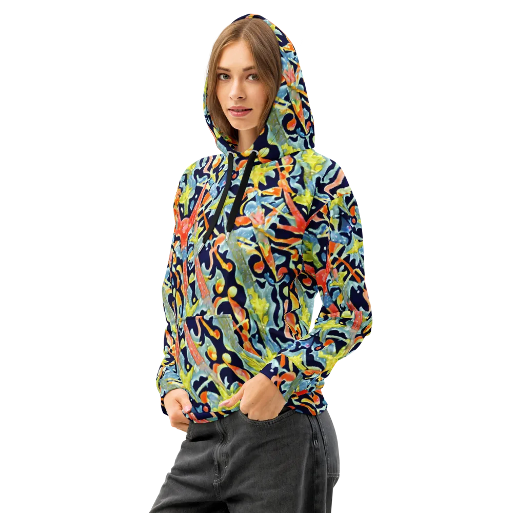 Prismatic Reef on Cotton Hoodie — Left Front