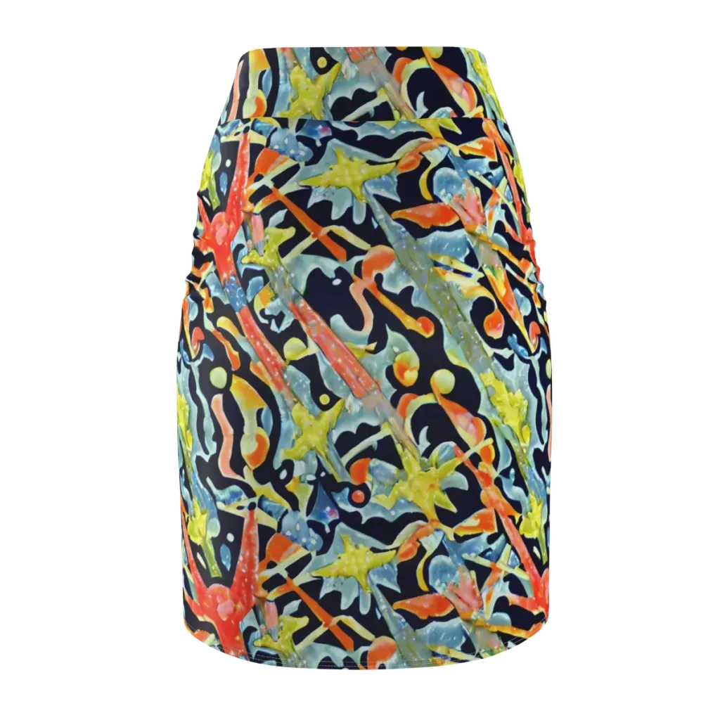 Prismatic Reef on Pencil Skirt — Back
