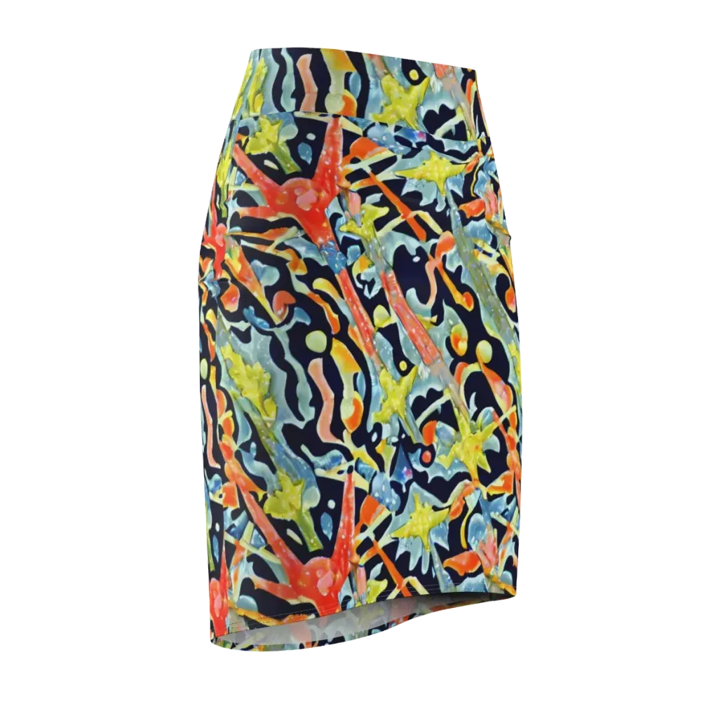 Prismatic Reef on Pencil Skirt — Front Side