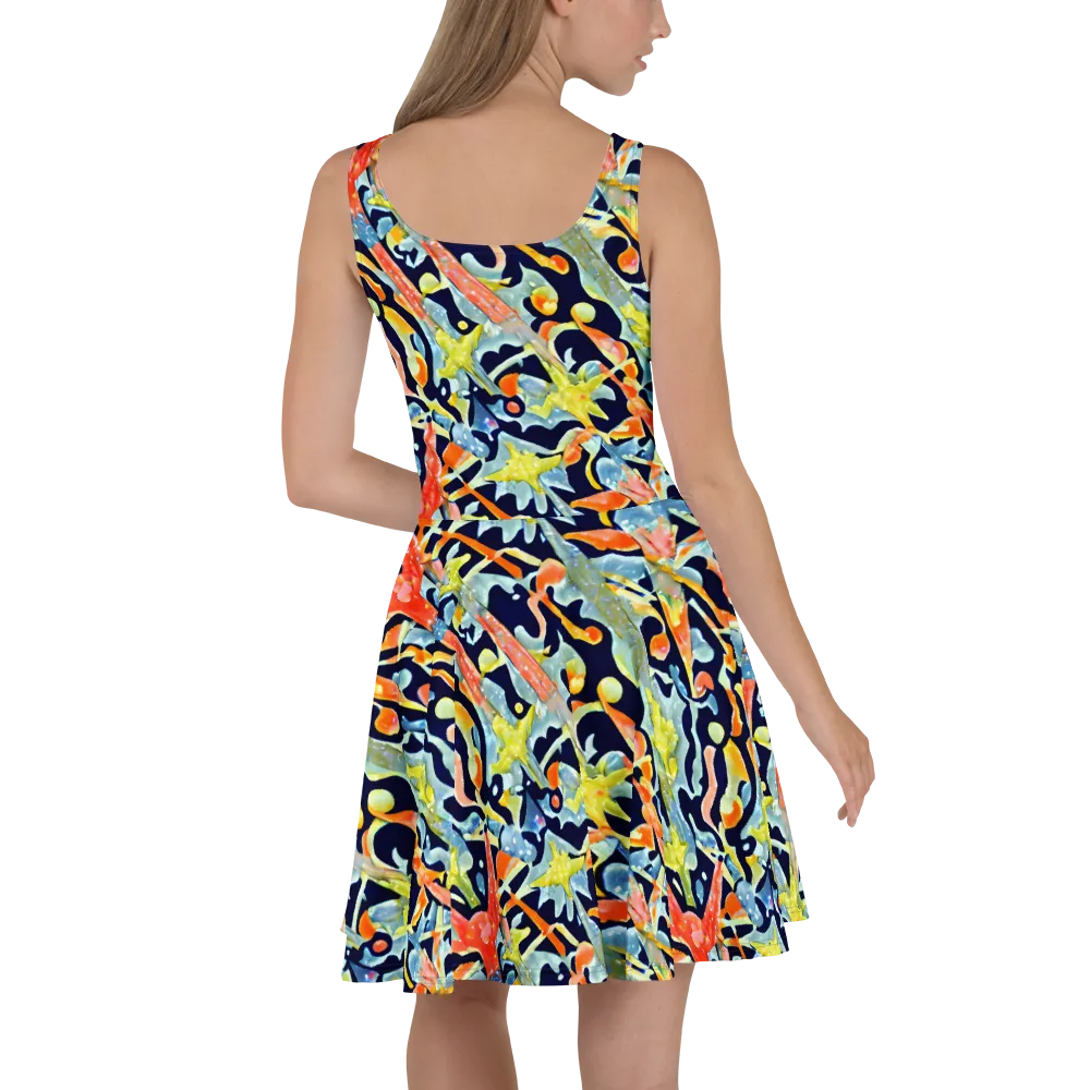 Prismatic Reef on Skater Dress — Back