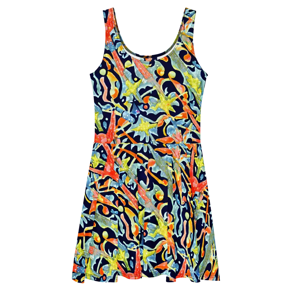 Prismatic Reef on Skater Dress — Front