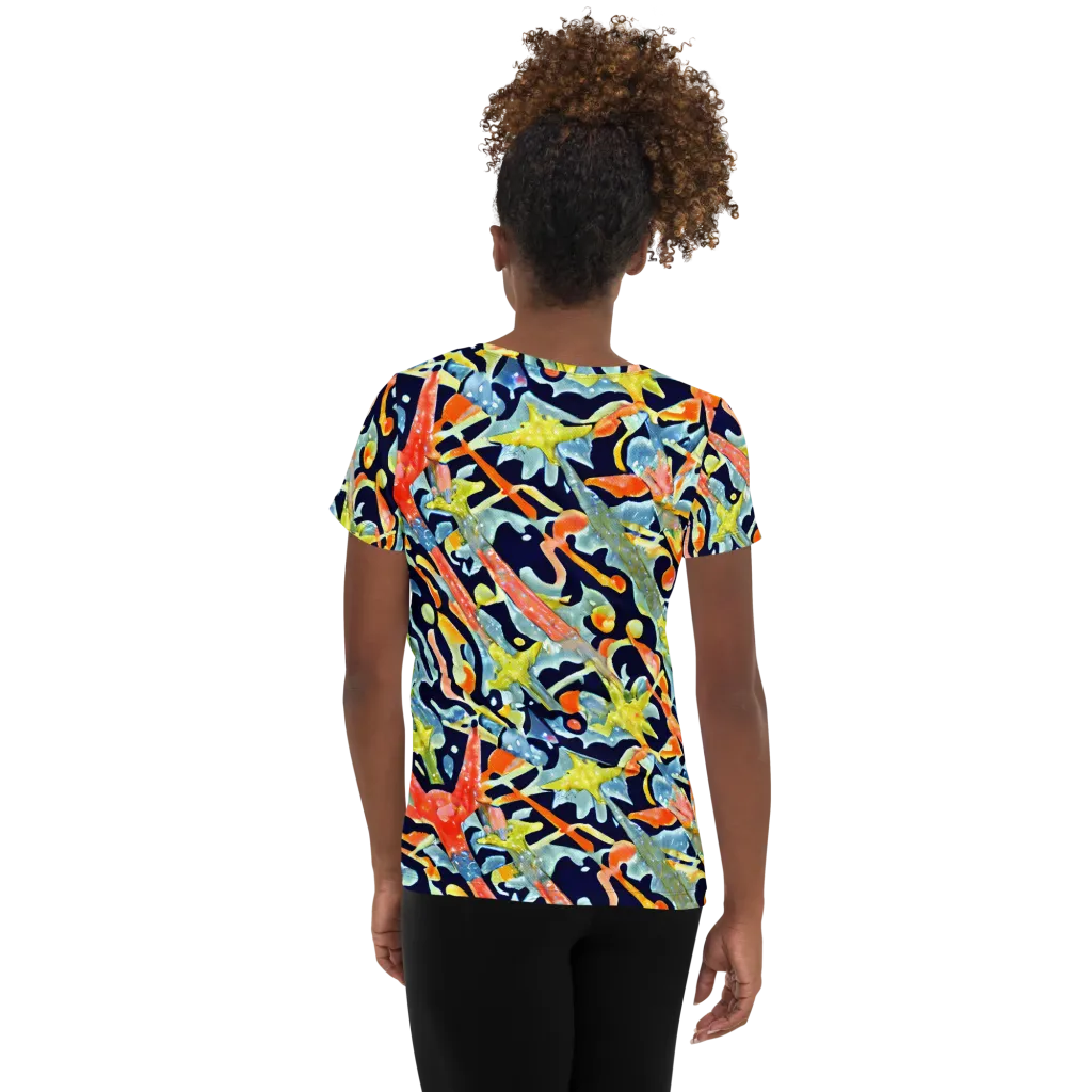 Prismatic Reef on Women's Athletic T-Shirt — Back