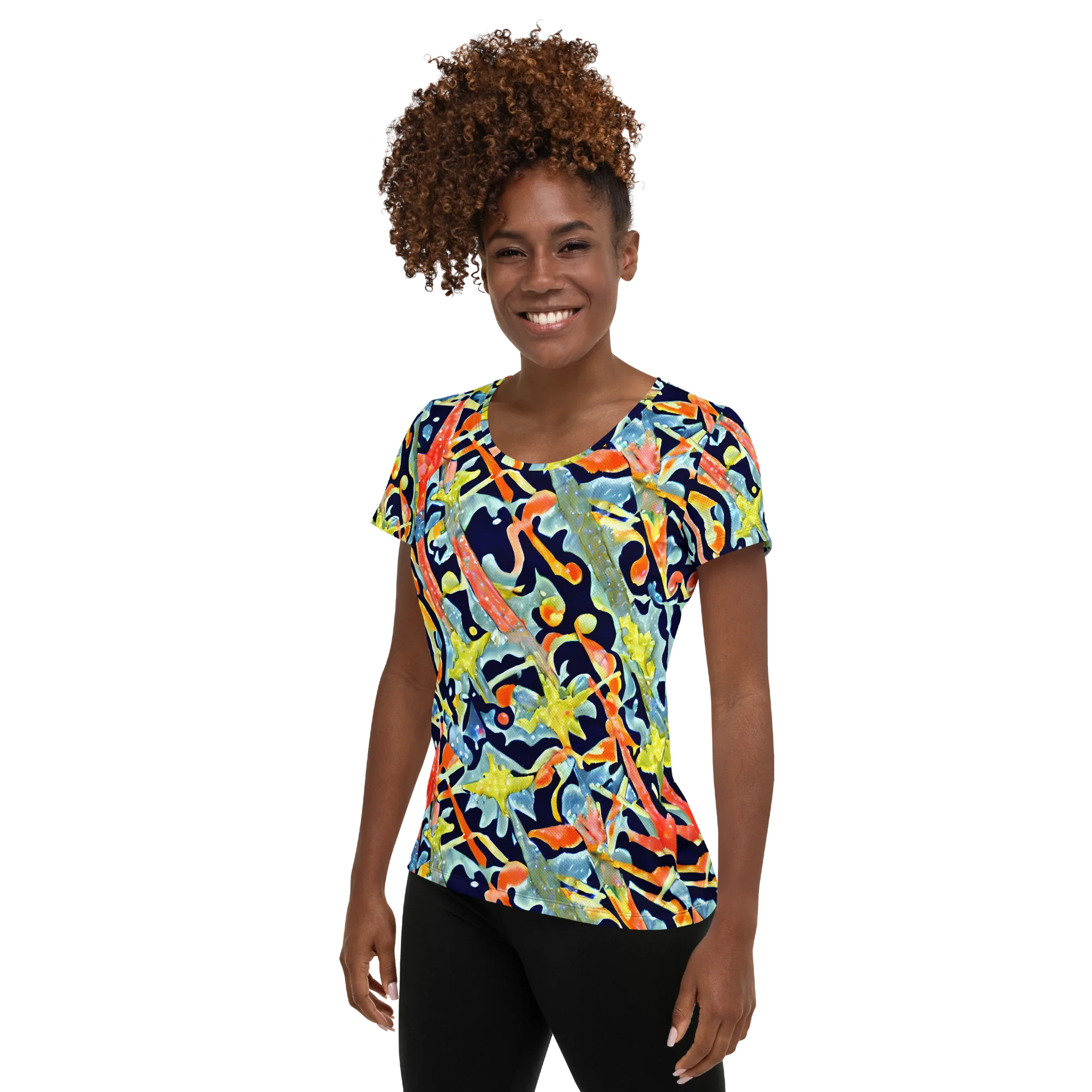 Prismatic Reef on Women's Athletic T-Shirt — Left