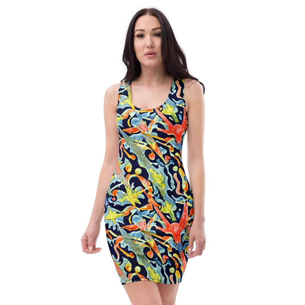 Prismatic Reef on Bodycon Dress — Front