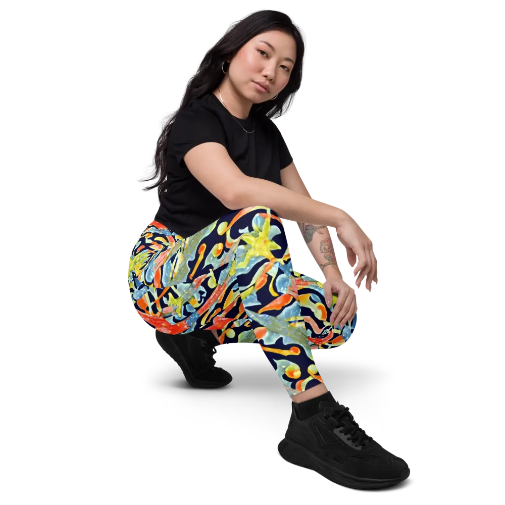 Prismatic Reef on Leggings with Pockets — Right Front