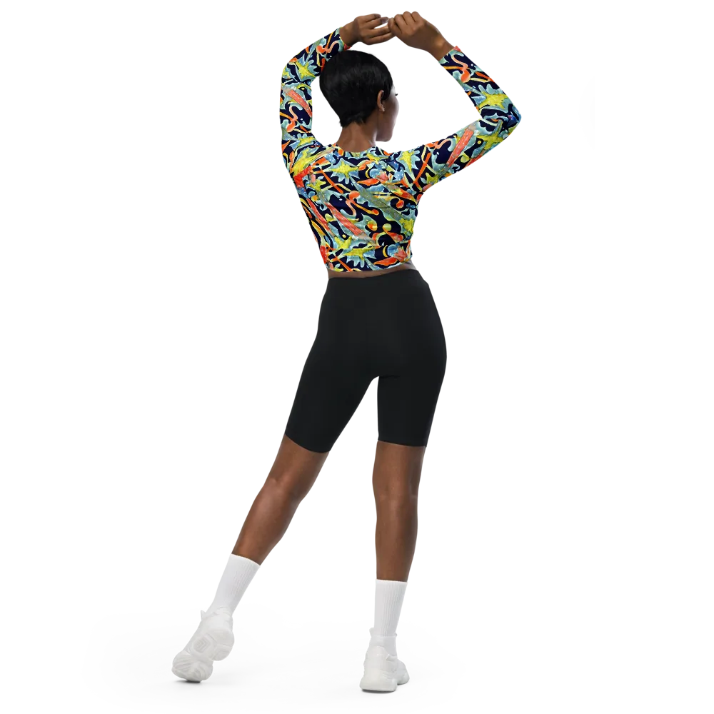 Prismatic Reef on Long Sleeve Crop Top — Back