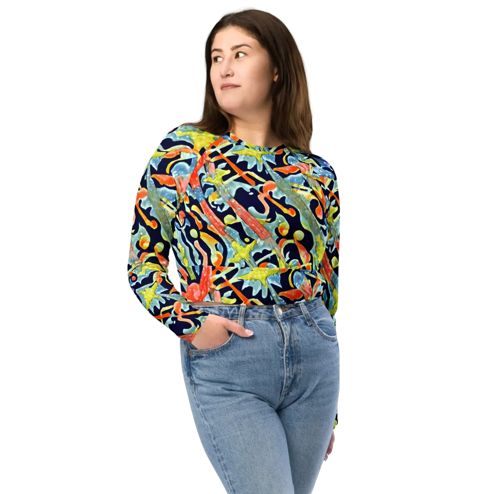 Prismatic Reef on Long Sleeve Crop Top — Front