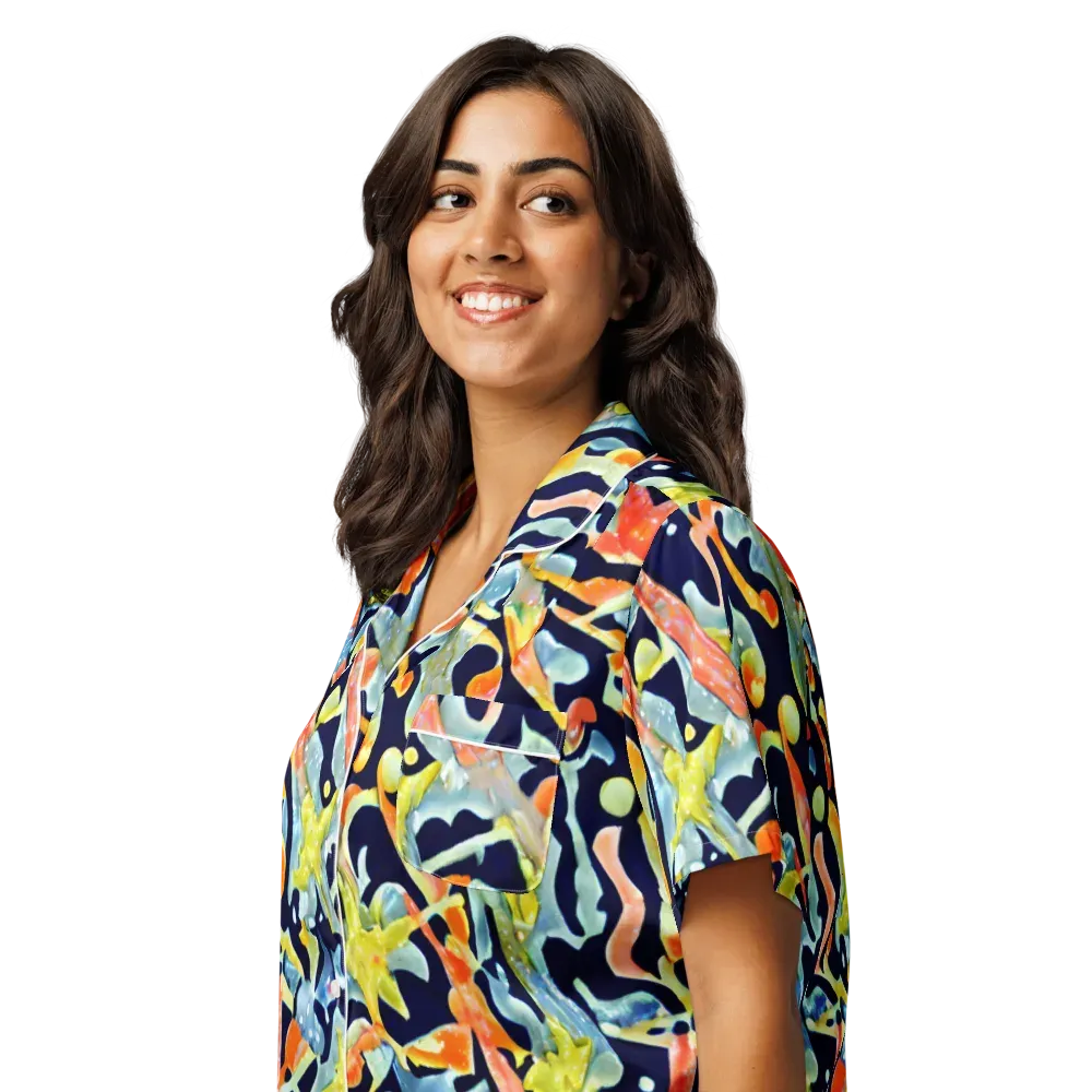 Prismatic Reef on Women's Short Sleeve Pajama Top — Left Front