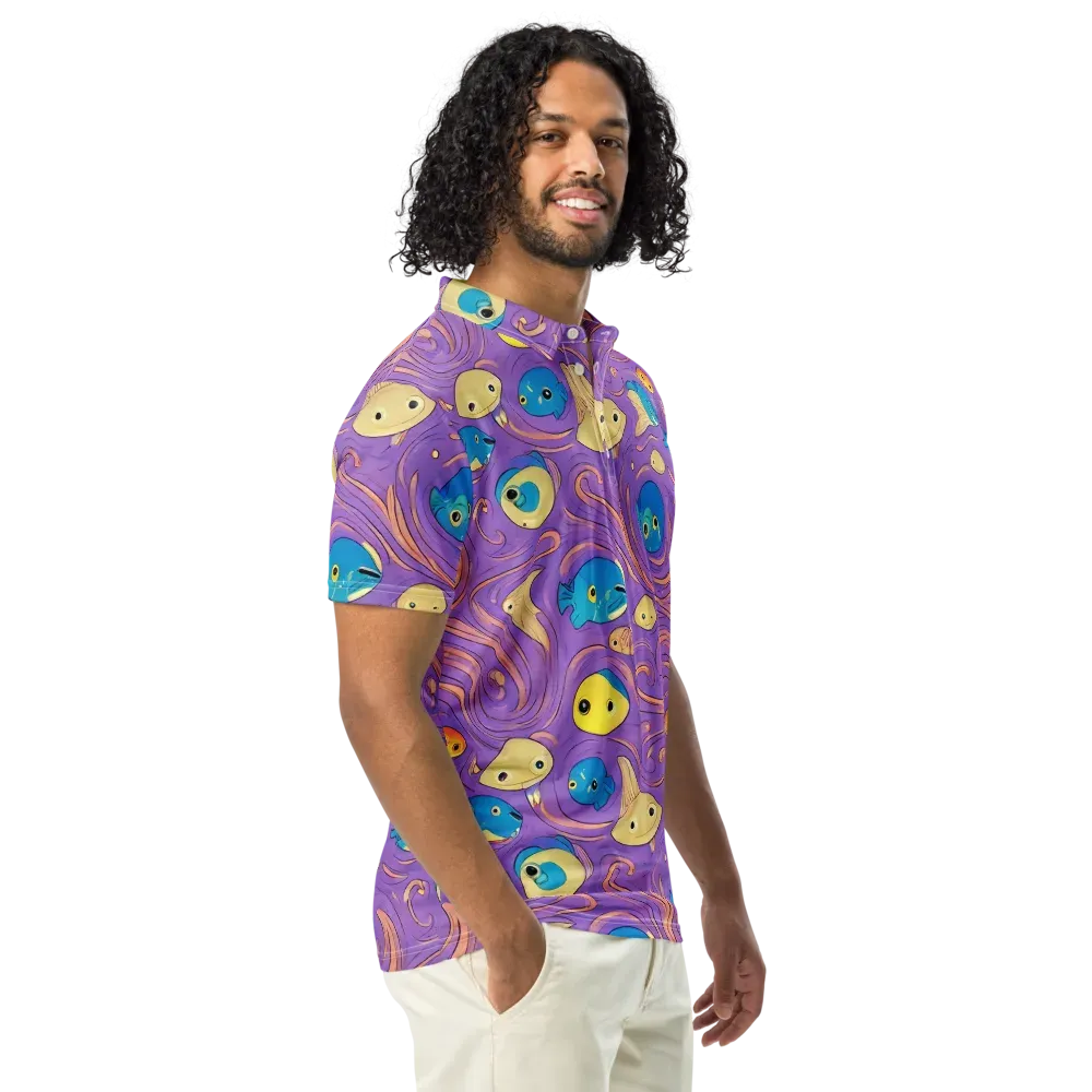 Violet Tide on Men's Slim Fit Polo Shirt — Right Front