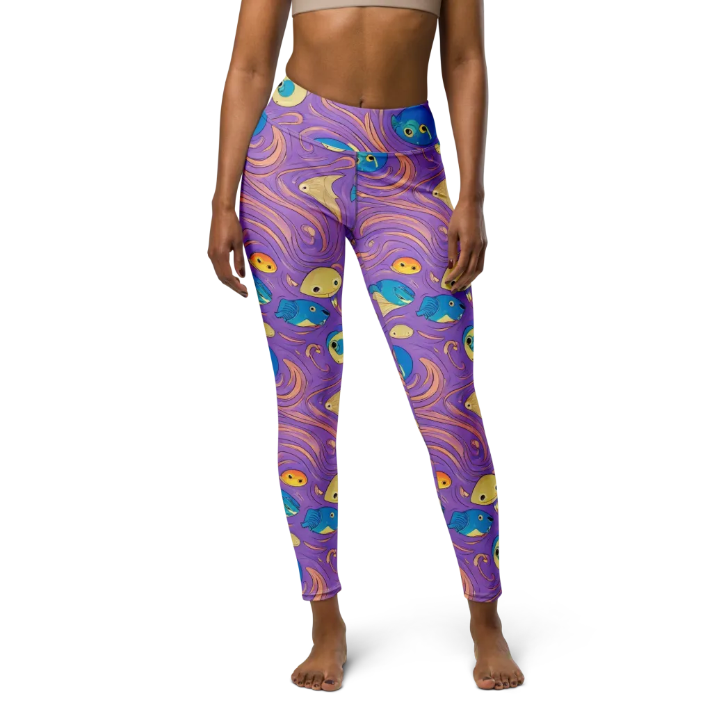 Violet Tide on Yoga Leggings — Front