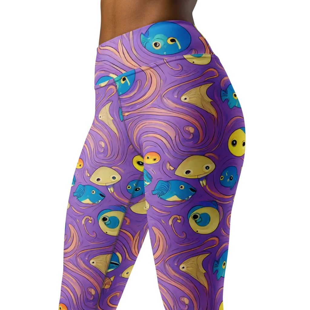 Violet Tide on Yoga Leggings — Left Front
