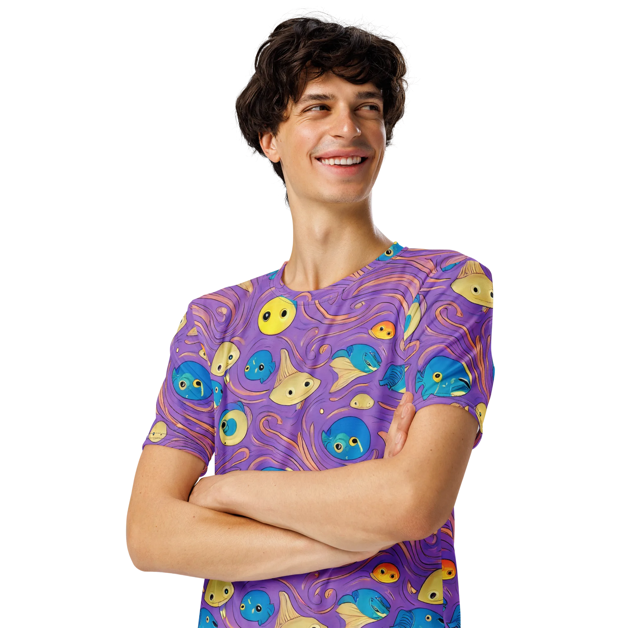 Violet Tide on Men's Crew Neck T-Shirt — Left Front