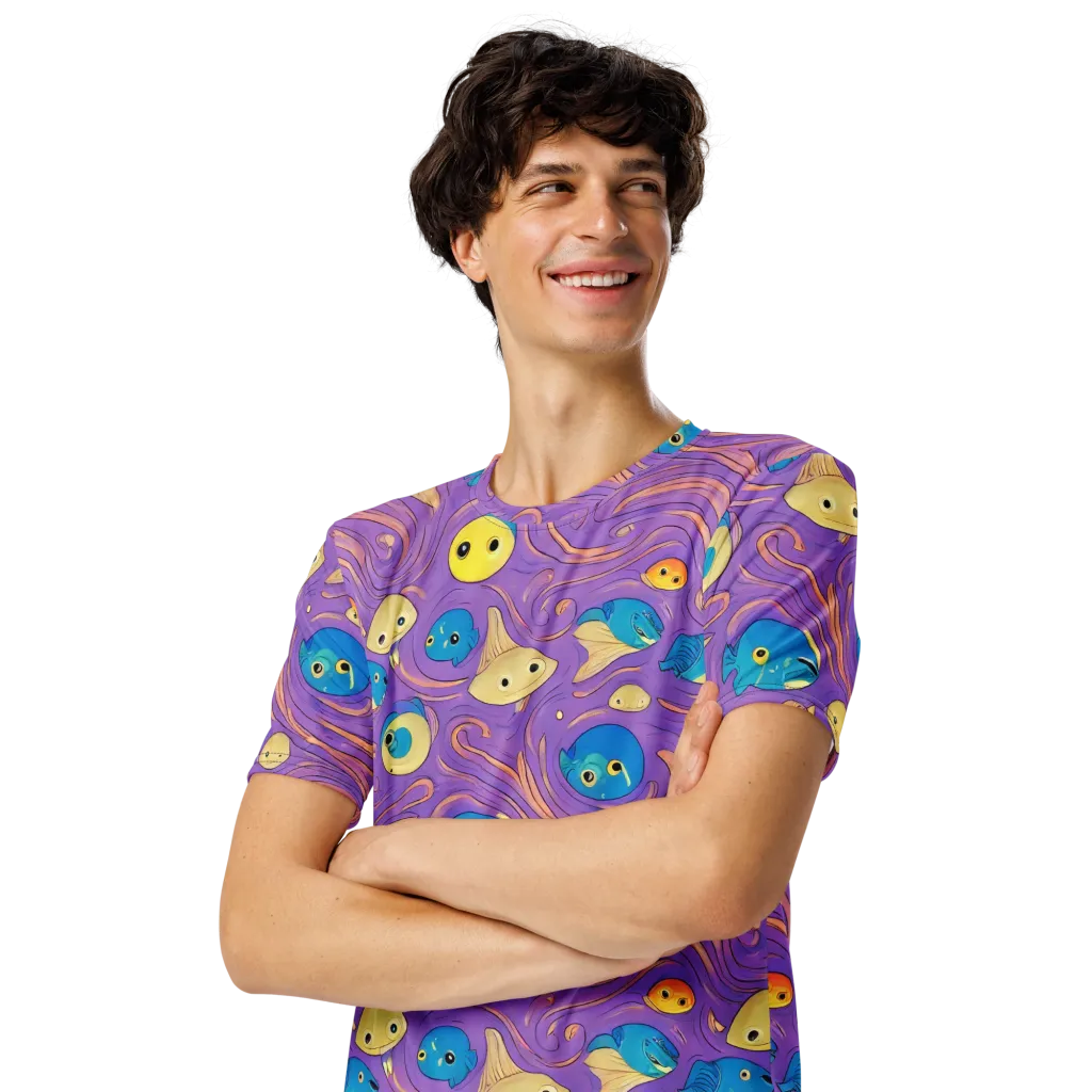 Violet Tide on Men's Crew Neck T-Shirt — Left Front