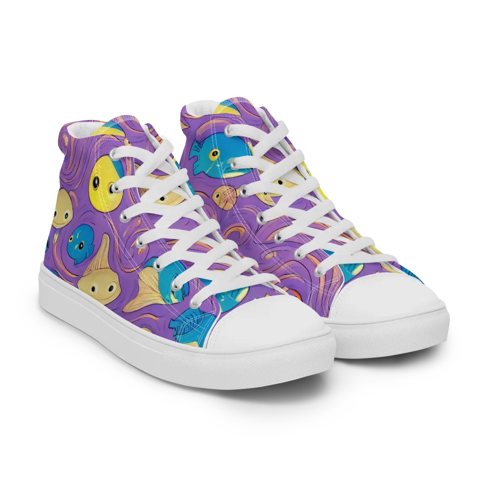Violet Tide on Men's High Top Canvas Shoes — Right Front