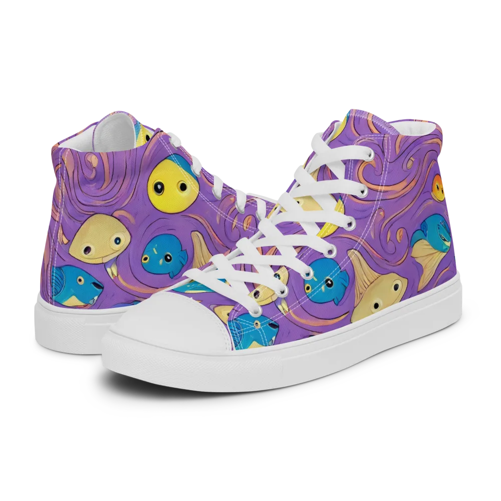 Violet Tide on Men's High Top Canvas Shoes — Left