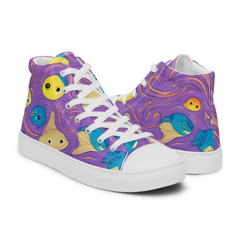 Violet Tide on Men's High Top Canvas Shoes — Right