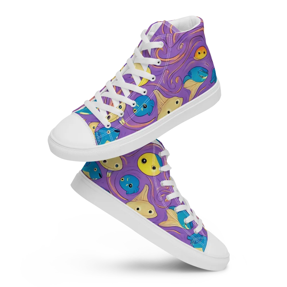 Violet Tide on Men's High Top Canvas Shoes — Front