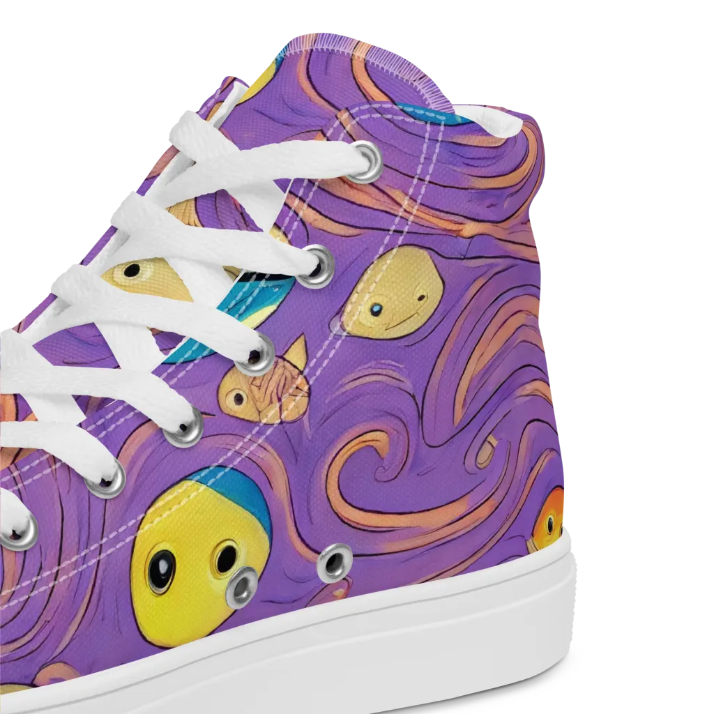 Violet Tide on Men's High Top Canvas Shoes — Product details 2