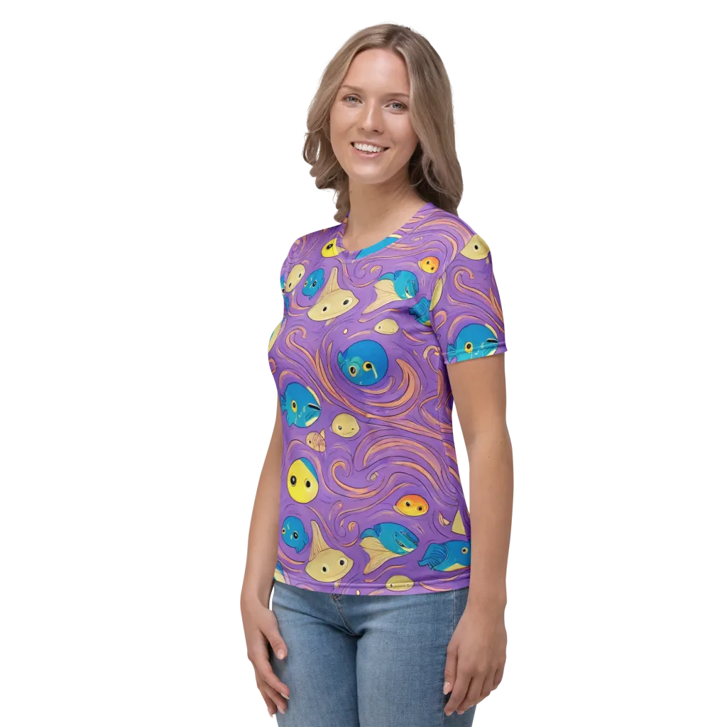 Violet Tide on Women's Crew Neck T-Shirt — Left