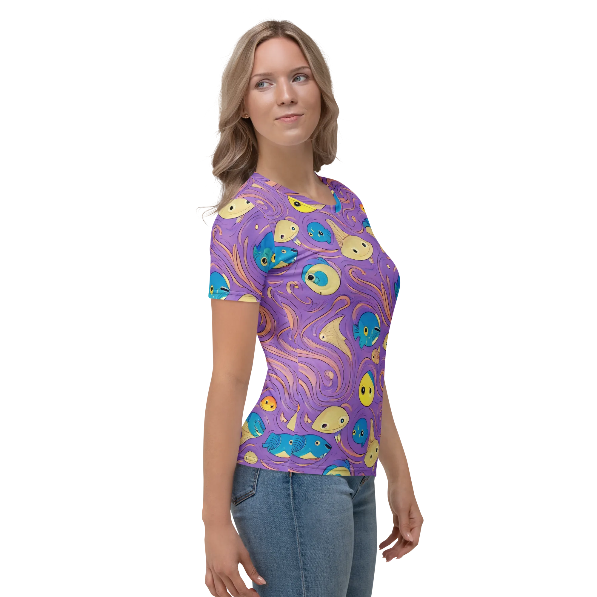 Violet Tide on Women's Crew Neck T-Shirt — Right