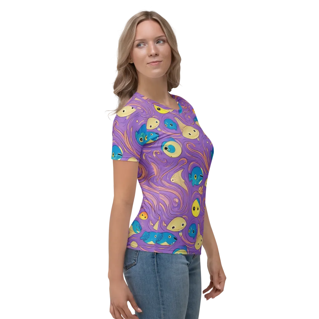 Violet Tide on Women's Crew Neck T-Shirt — Right