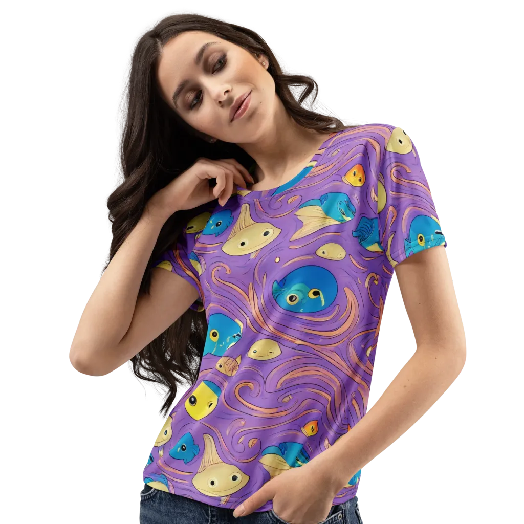 Violet Tide on Women's Crew Neck T-Shirt — Left Front