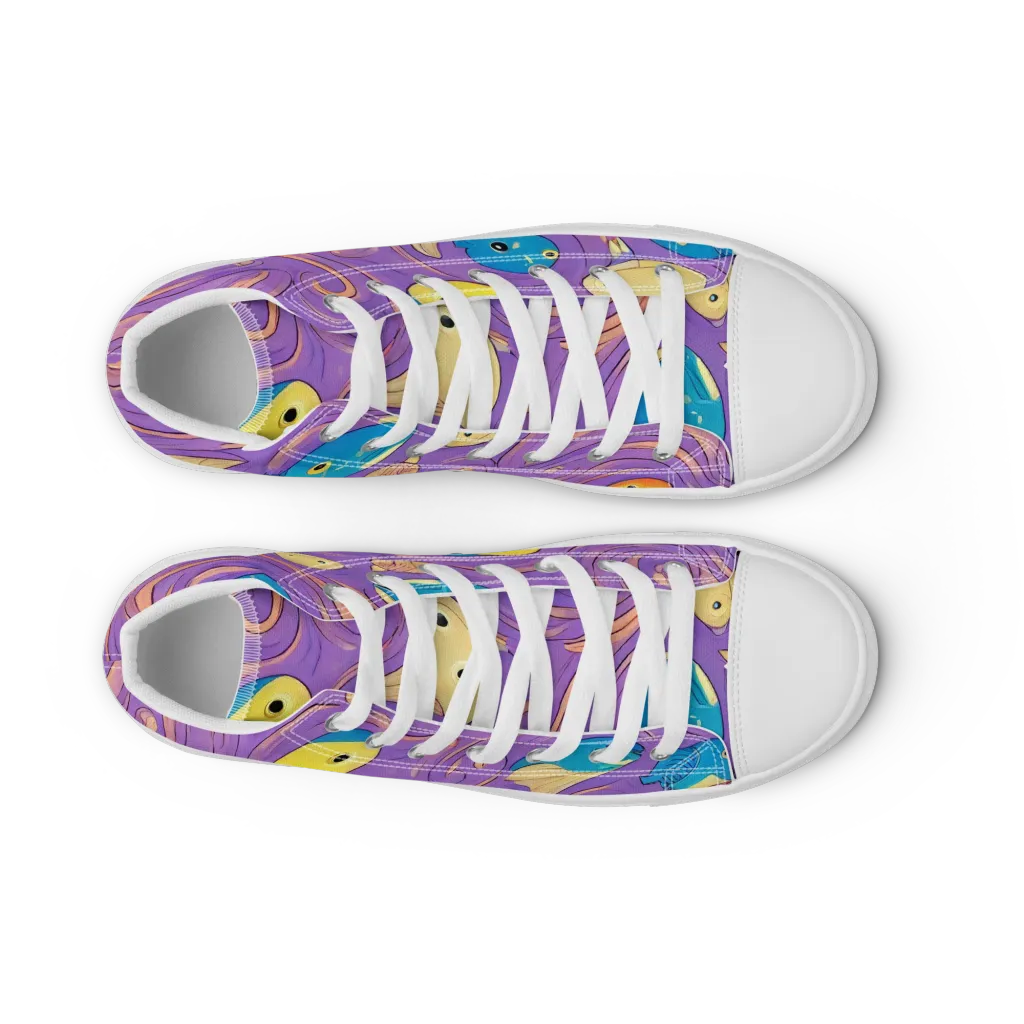 Violet Tide on Women's High Top Canvas Shoes — Front