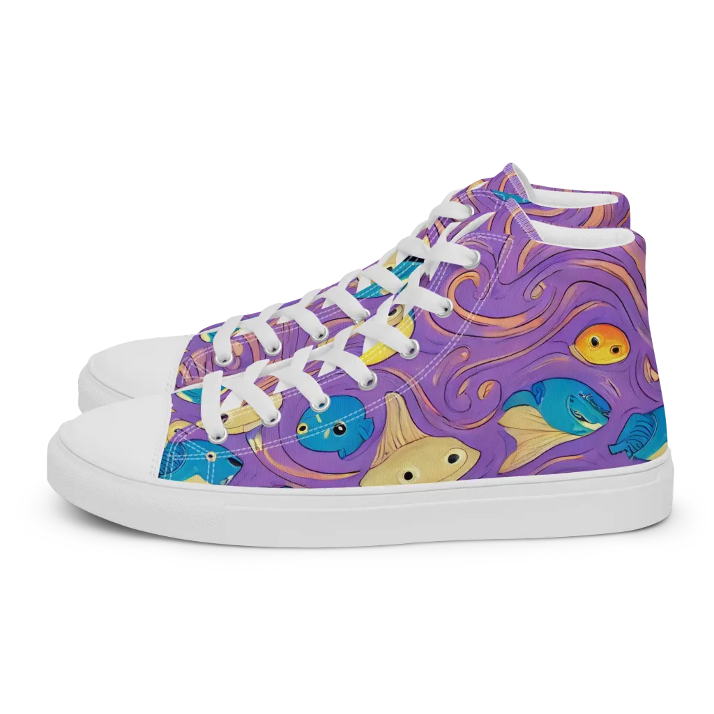 Violet Tide on Women's High Top Canvas Shoes — Left