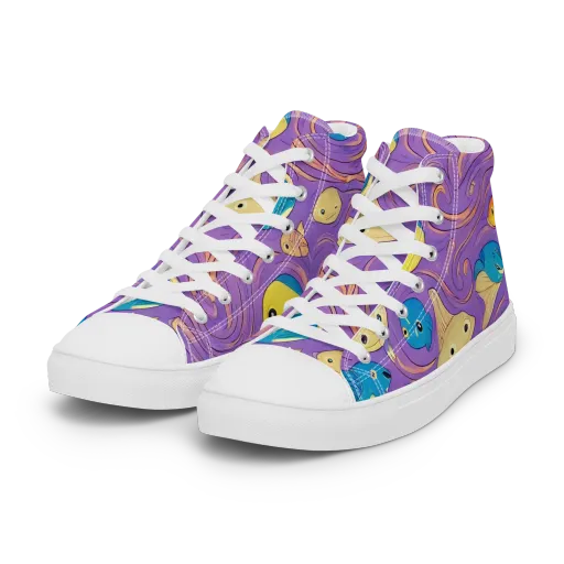 Violet Tide on a Women's High Top Canvas Shoes