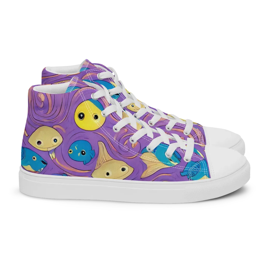 Violet Tide on Women's High Top Canvas Shoes — Right