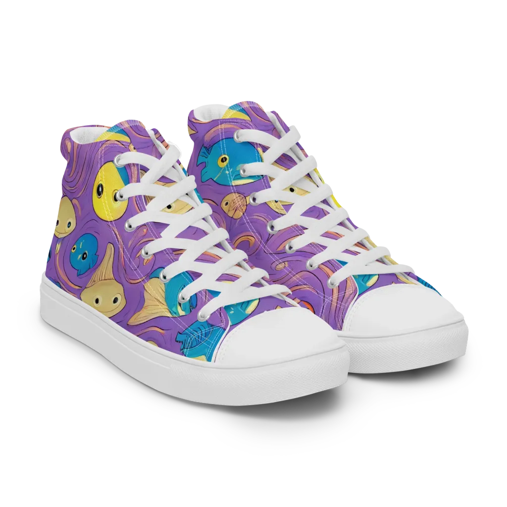 Violet Tide on Women's High Top Canvas Shoes — Right Front