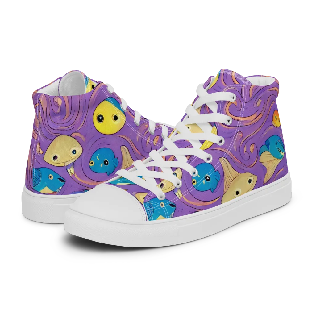 Violet Tide on Women's High Top Canvas Shoes — Left