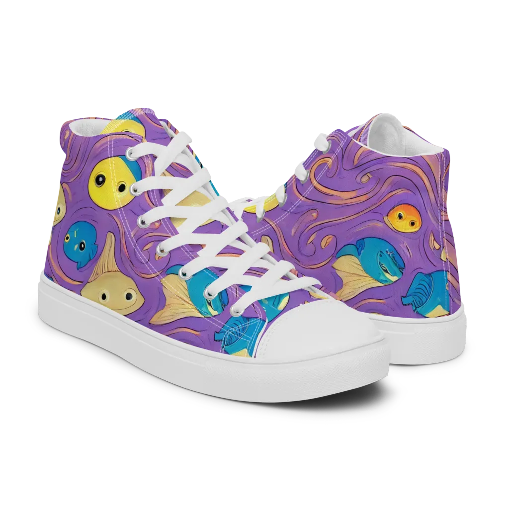 Violet Tide on Women's High Top Canvas Shoes — Right