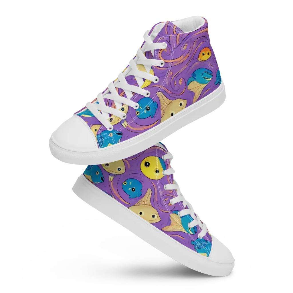 Violet Tide on Women's High Top Canvas Shoes — Front