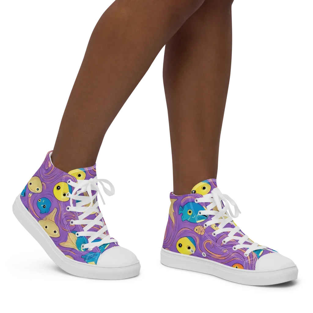 Violet Tide on Women's High Top Canvas Shoes — Right