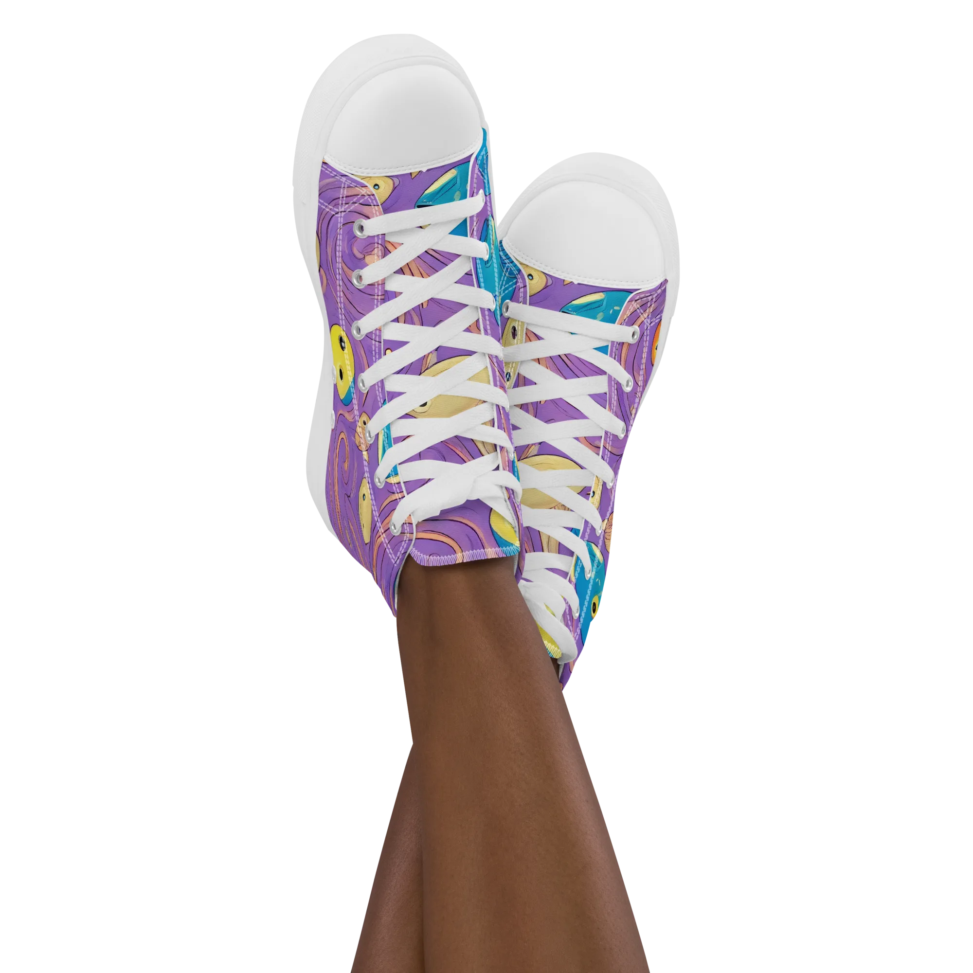 Violet Tide on Women's High Top Canvas Shoes — Front
