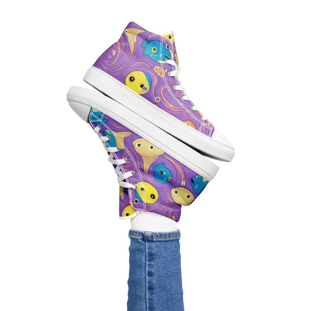 Violet Tide on Women's High Top Canvas Shoes — Left