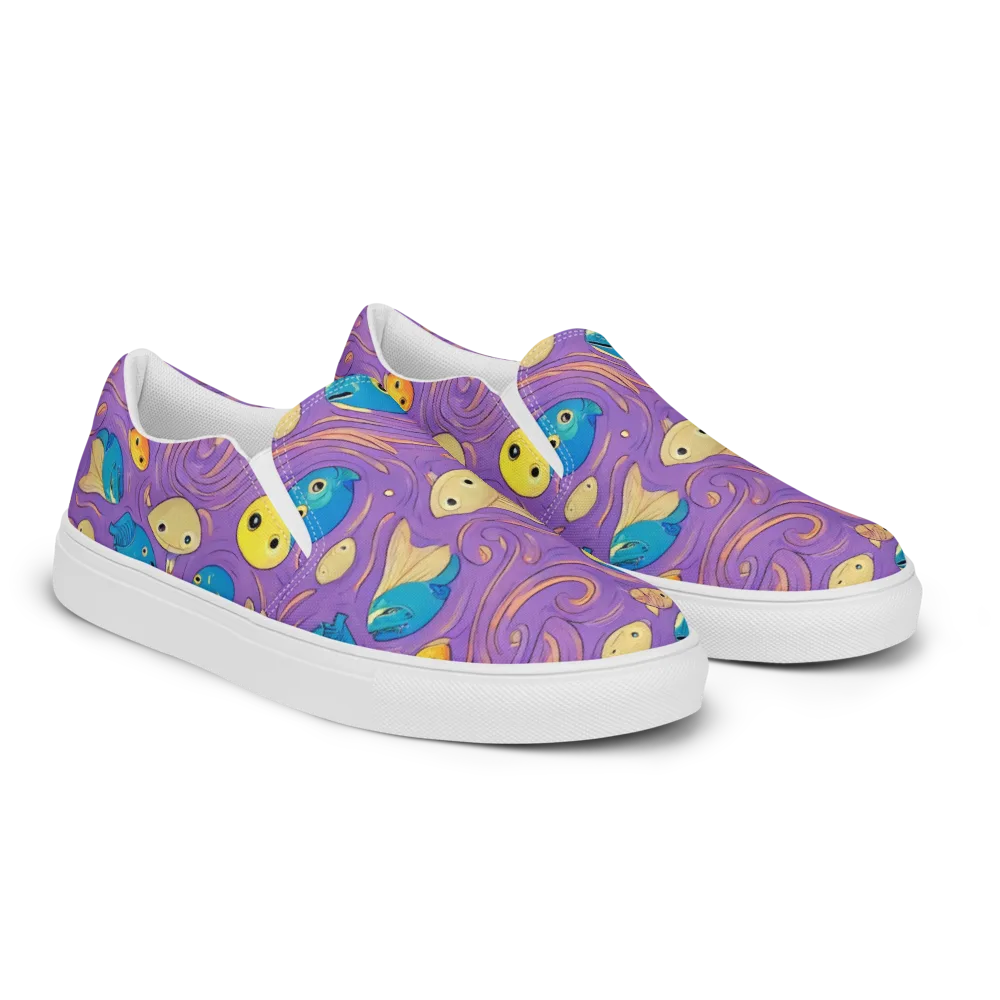 Violet Tide on Men's Slip-On Canvas Shoes — Right Front