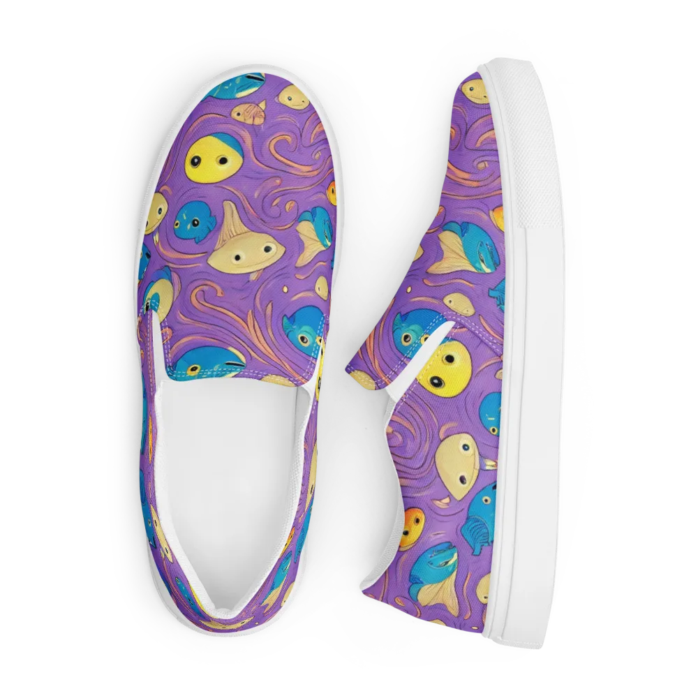 Violet Tide on Men's Slip-On Canvas Shoes — Front
