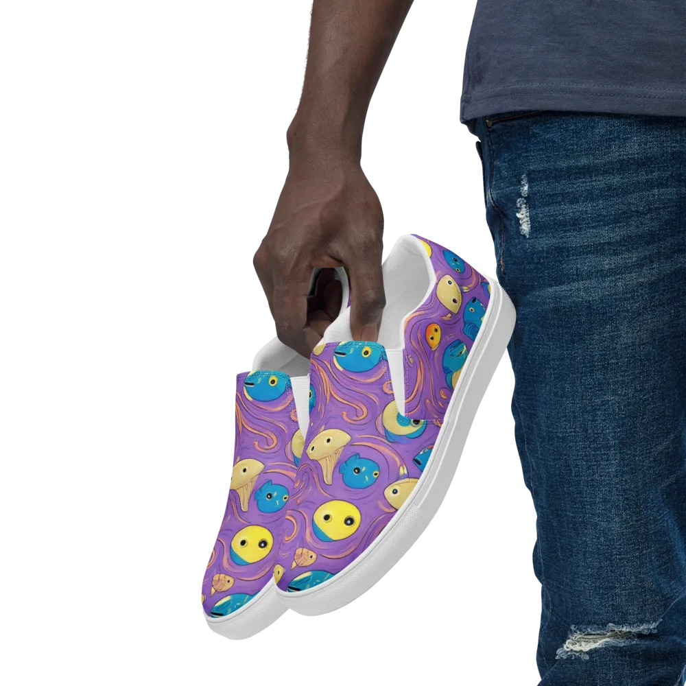 Violet Tide on Men's Slip-On Canvas Shoes — Left Front