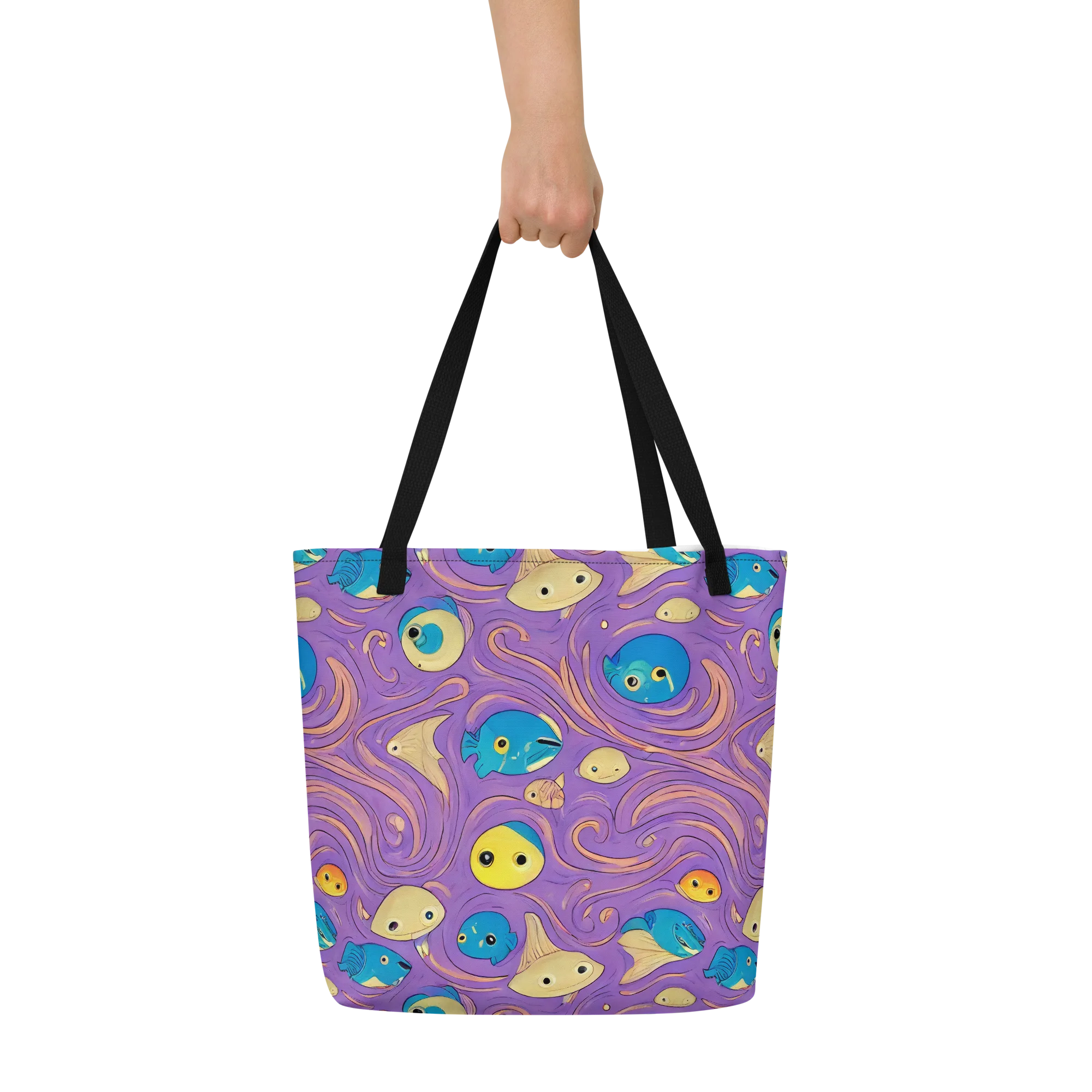 Violet Tide on Large Tote Bag W/ Pocket — Front