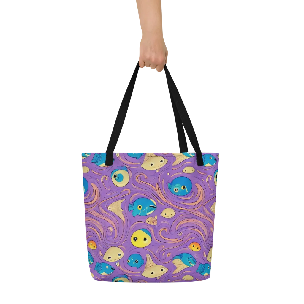 Violet Tide on Large Tote Bag W/ Pocket — Front