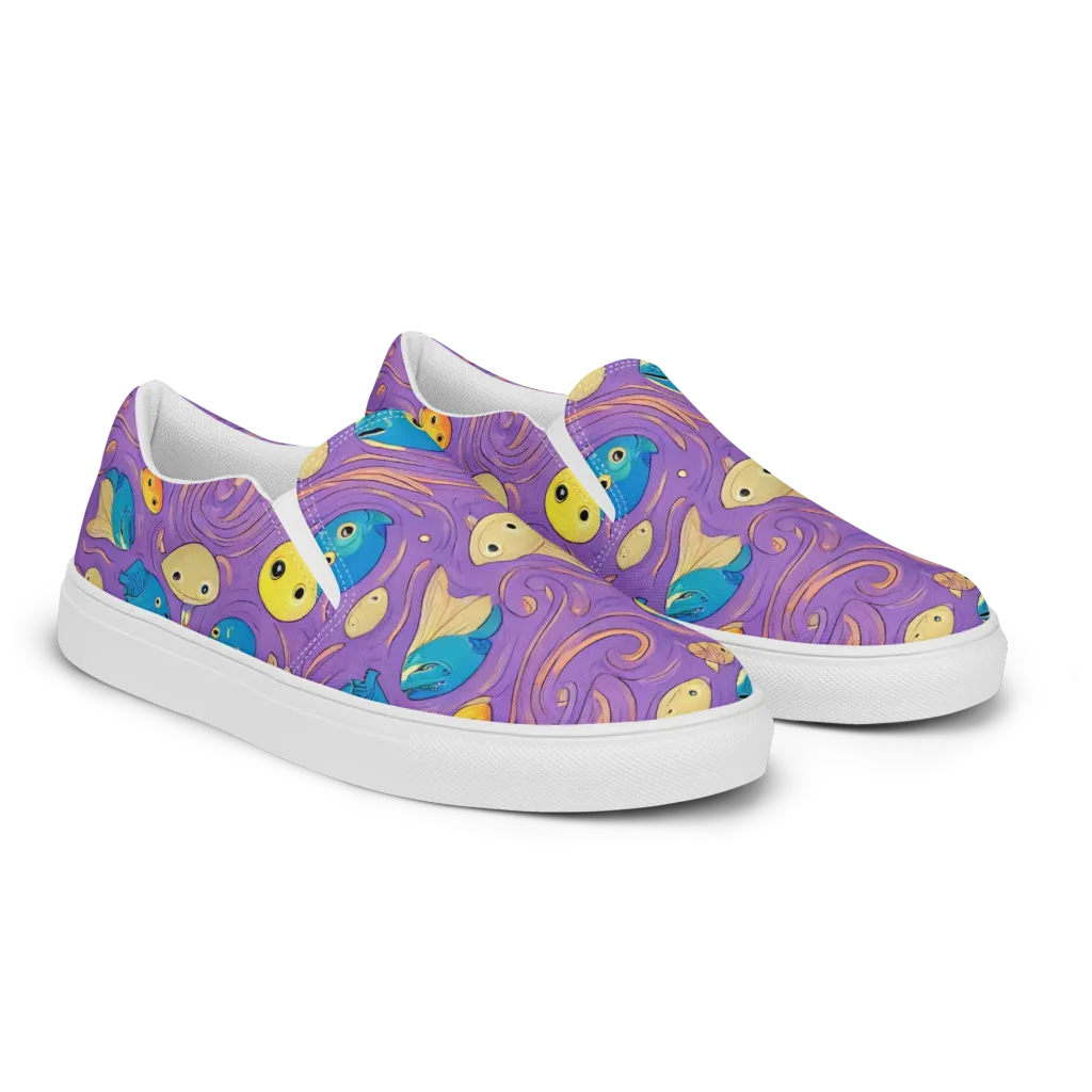 Violet Tide on Women's Slip-On Canvas Shoes — Right Front