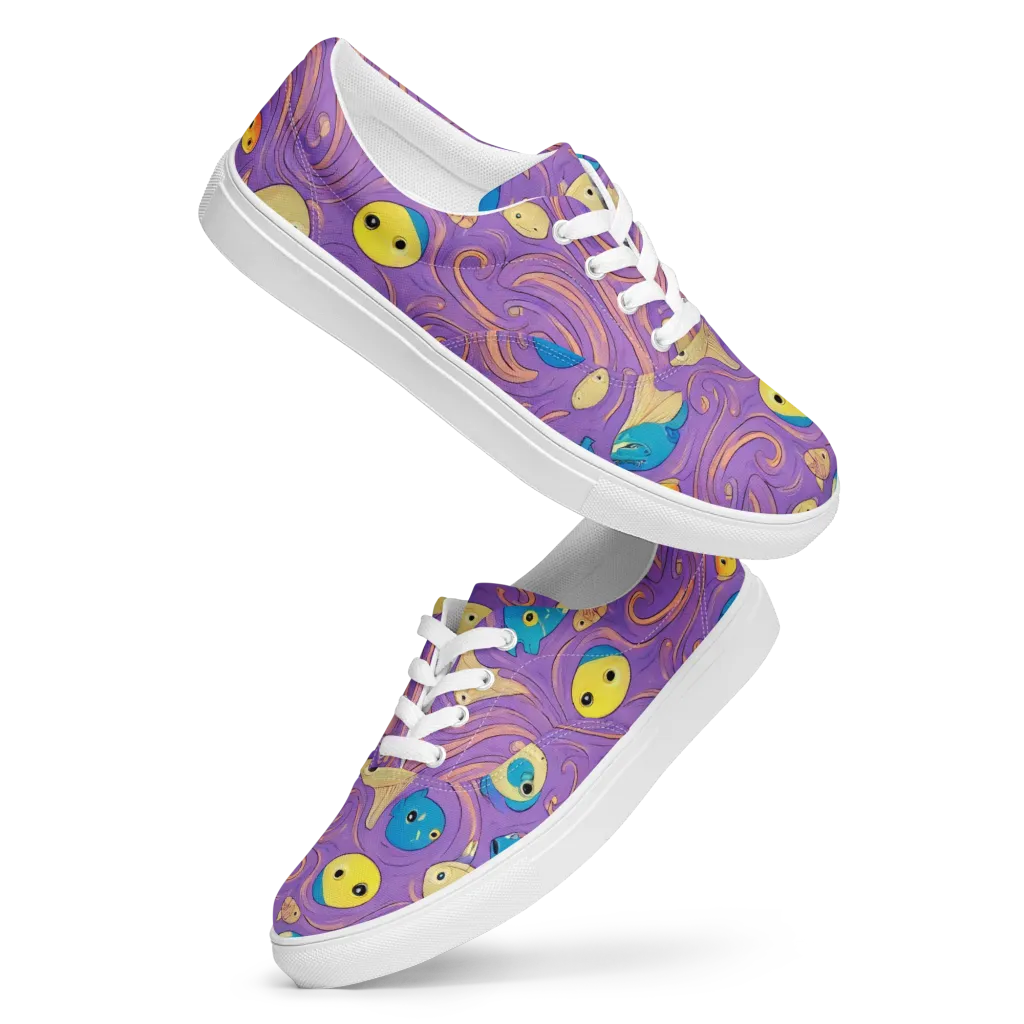Violet Tide on Men's Lace-Up Canvas Shoes — Front