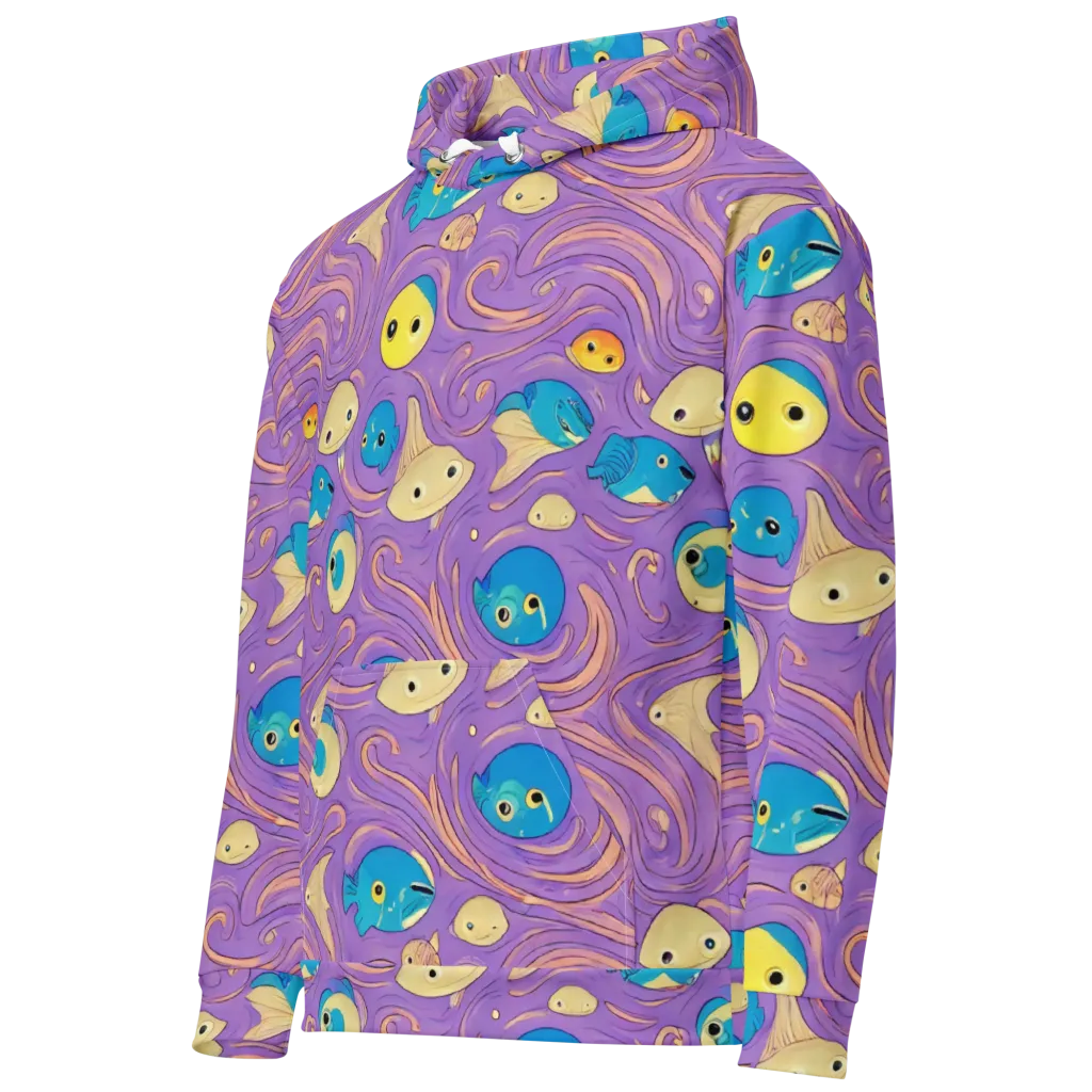 Violet Tide on Cotton Hoodie — Left Front