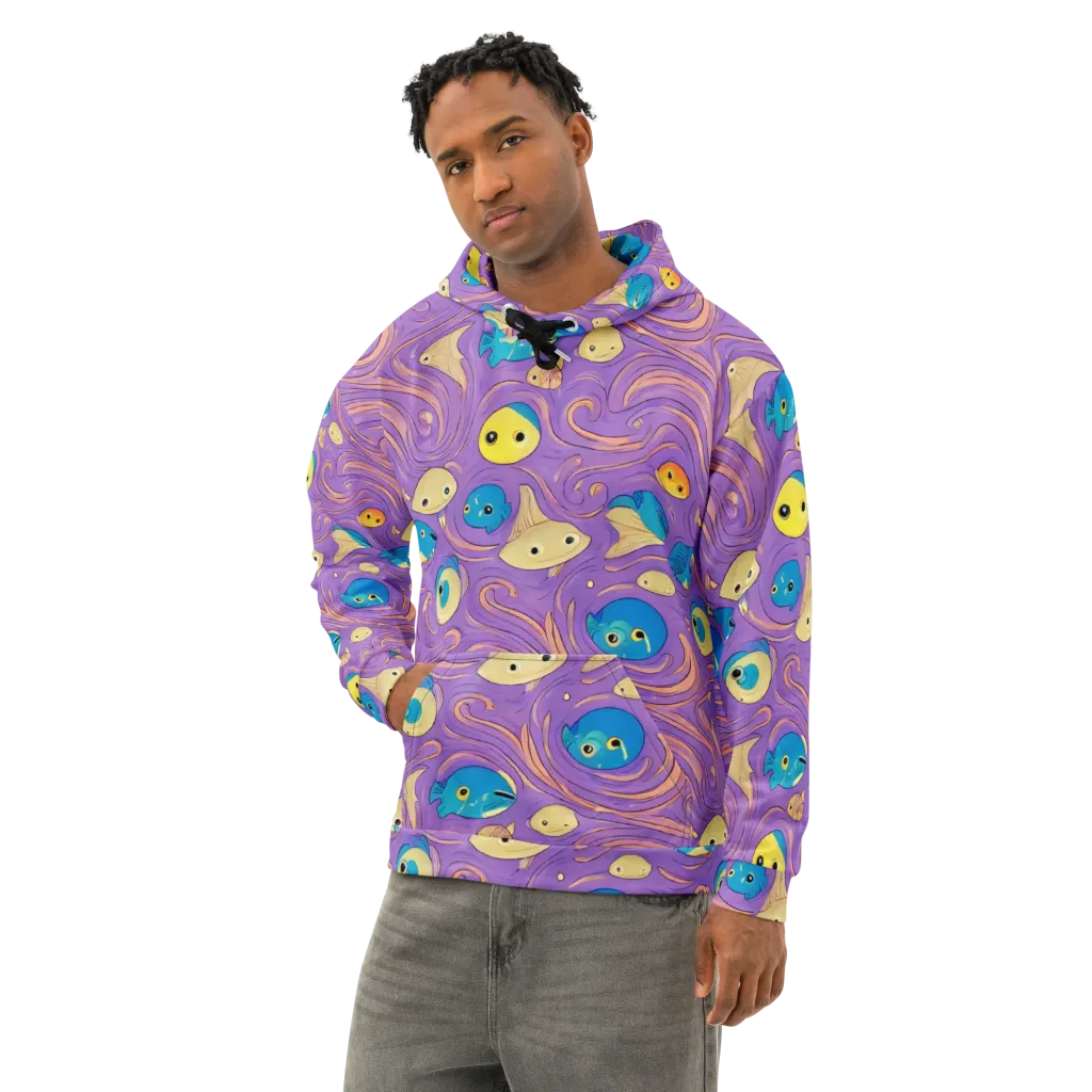 Violet Tide on Cotton Hoodie — Left Front