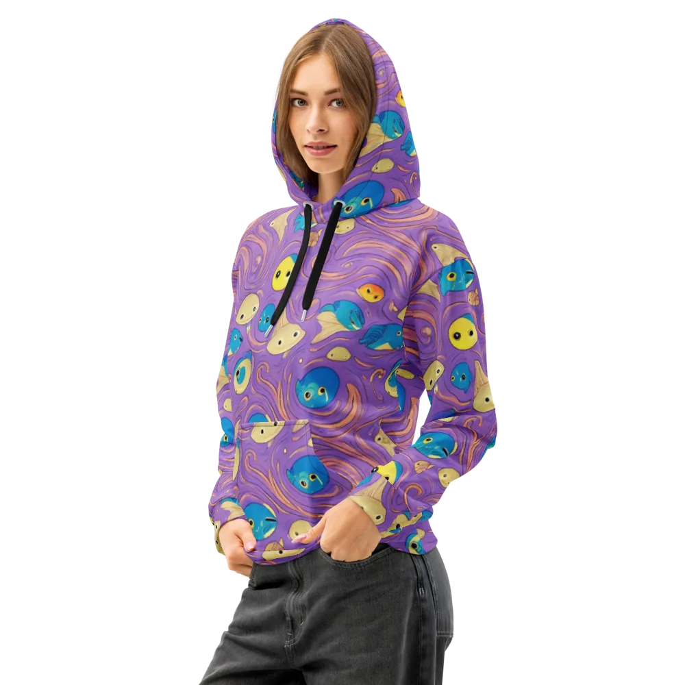 Violet Tide on Cotton Hoodie — Left Front