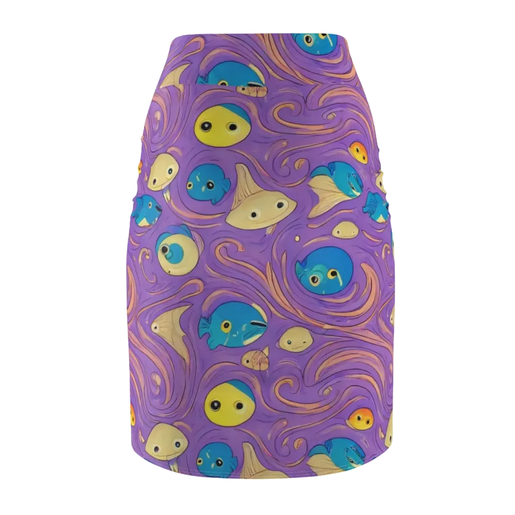 Violet Tide on Pencil Skirt — Back