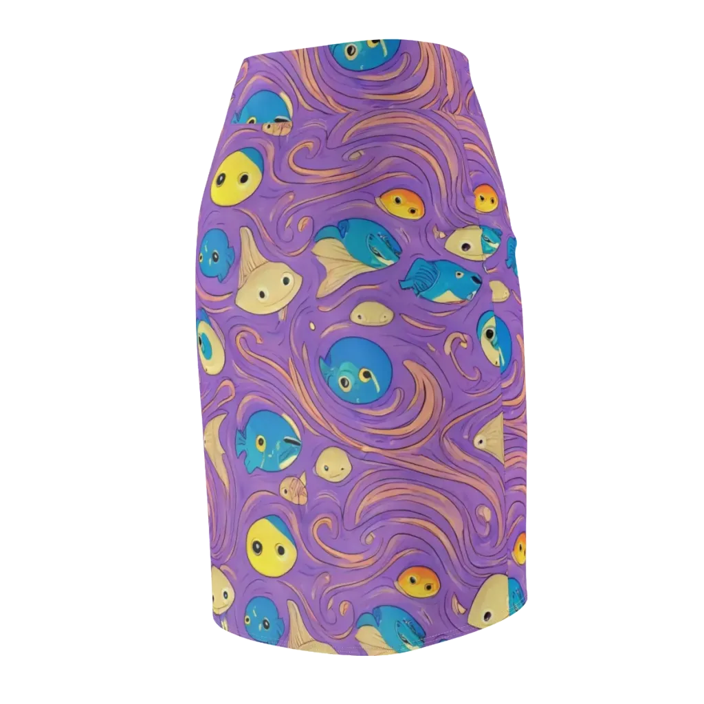 Violet Tide on Pencil Skirt — Back Side