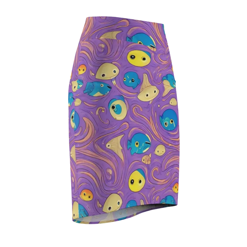 Violet Tide on Pencil Skirt — Front Side